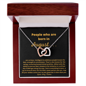 Personalized August birthday heart necklace 21st 30th birthday wife girlfriend