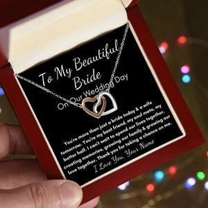 Personalized Bride wedding heart necklace