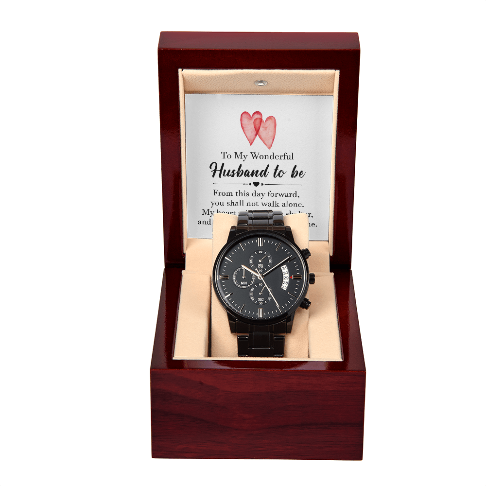 Husband to be watch wedding day gift Black Chronograph Watch