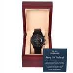 Personalized Eid gift for husband Black Chronograph Watch