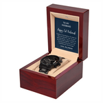 Personalized Eid gift for husband Black Chronograph Watch