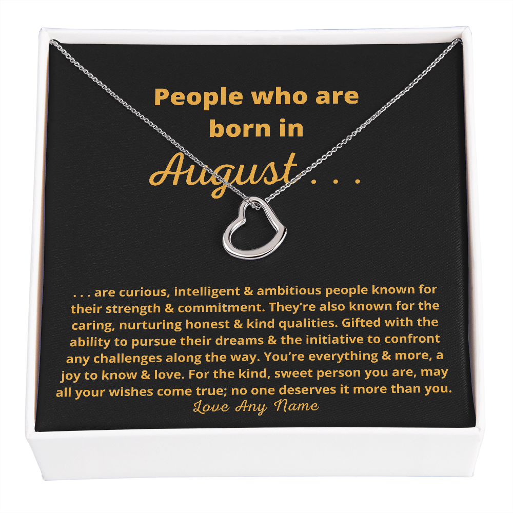 Born in August heart necklace birthday gift