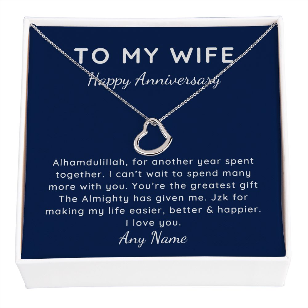 Personalized Delicate Heart Necklace Nikkah Islamic Wedding gift for wife