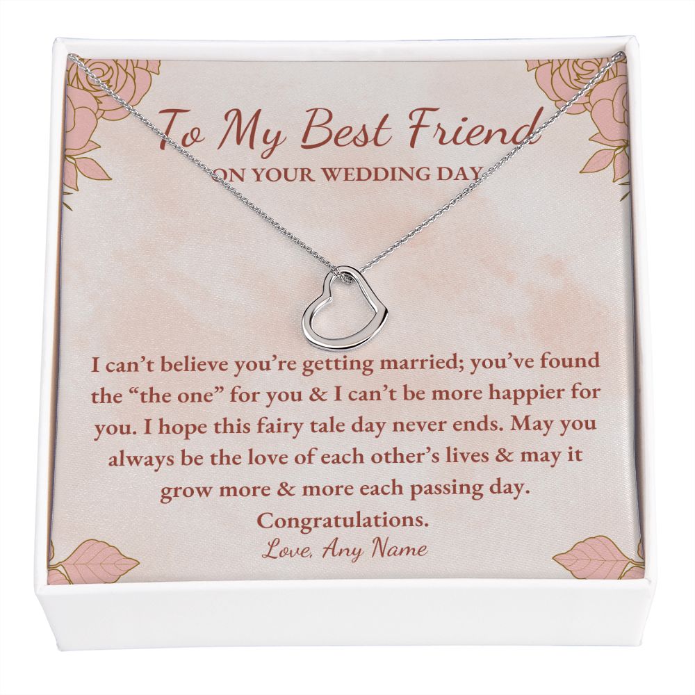 Personalized Delicate Heart Necklace gift for best friend on her weeding day