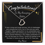 Personalized sister heart graduation necklace