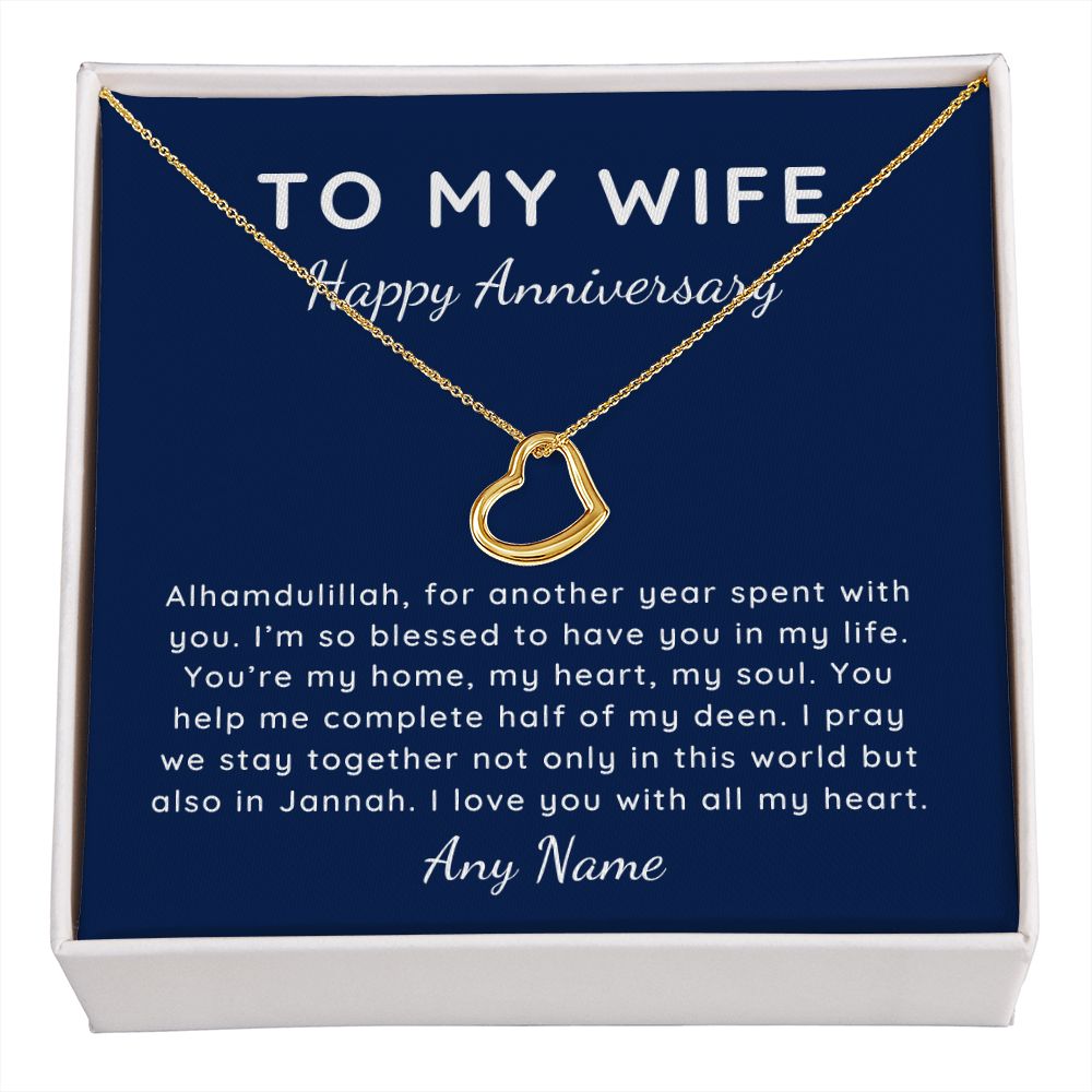 Delicate Heart Happy Nikkah Anniversary Islamic necklace for wife gift
