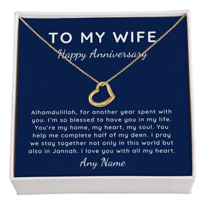 Delicate Heart Happy Nikkah Anniversary Islamic necklace for wife gift