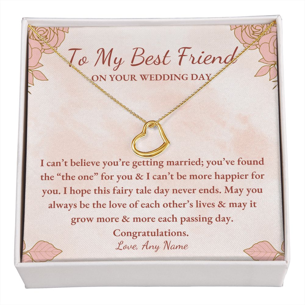 Personalized Delicate Heart Necklace gift for best friend on her weeding day