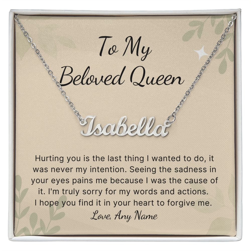 To My Queen apology name necklace