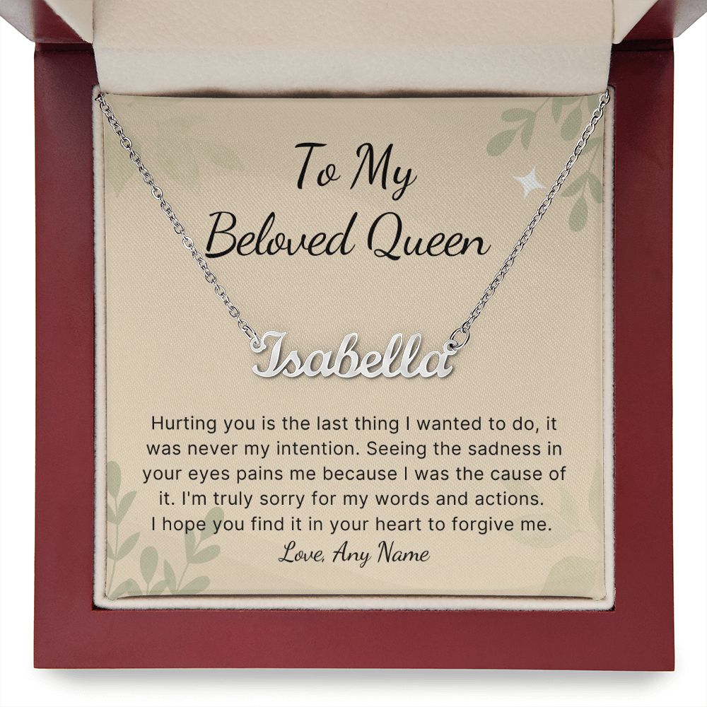 To My Queen apology name necklace