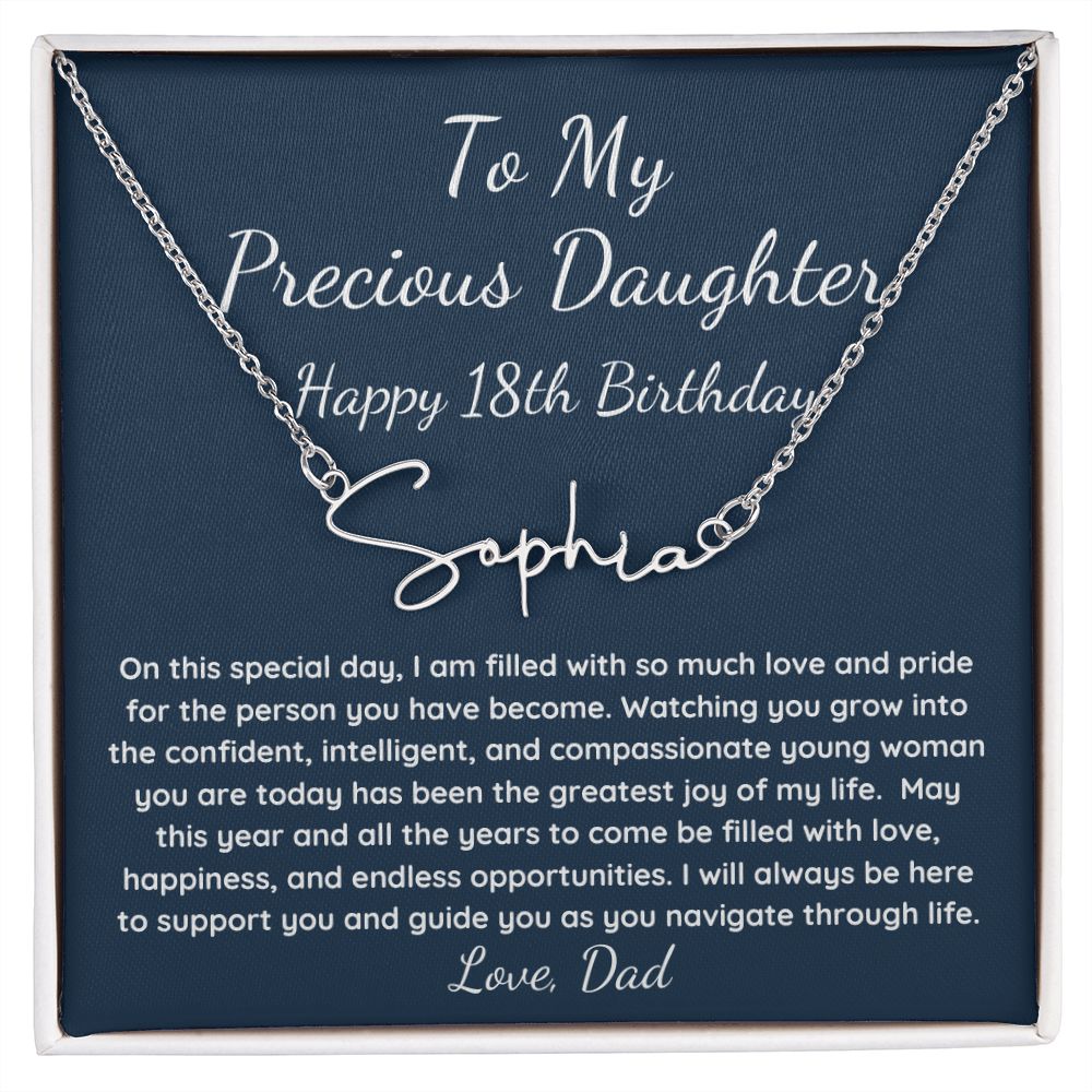 Daughter 18th Birthday Name Necklace gift from dad