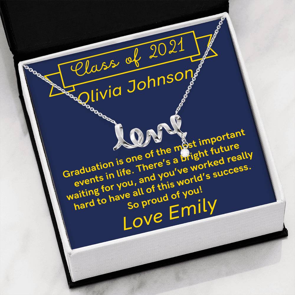 Personalised Graduation Class of 2021 Love Necklace