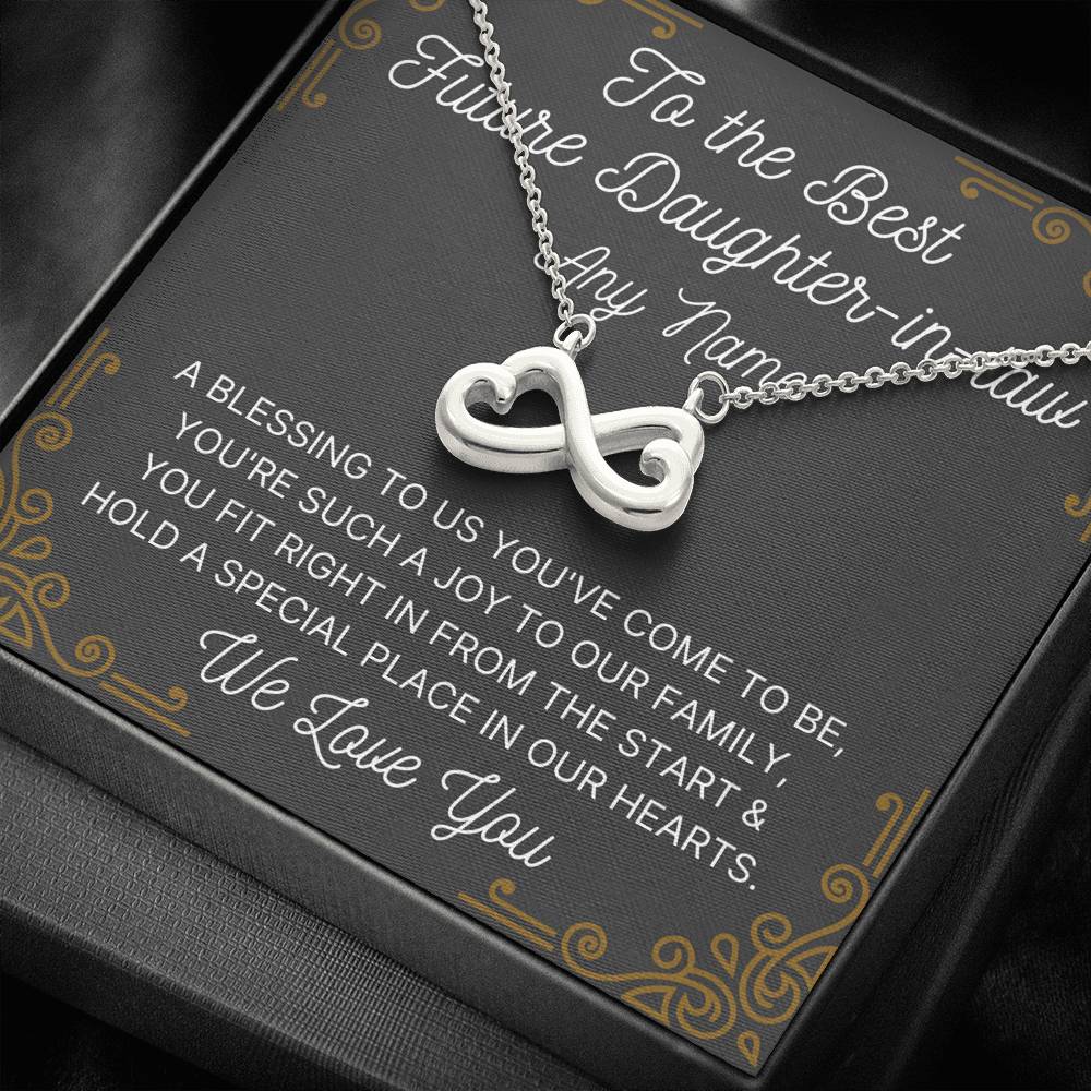 Personalized infinity necklace future daughter in law