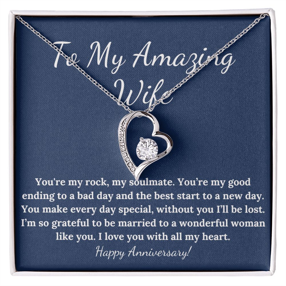 Forever Loving Happy Anniversary necklace gift for wife