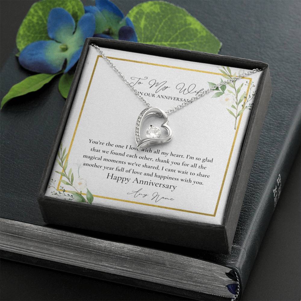 Personalized Anniversary heart necklace for Wife