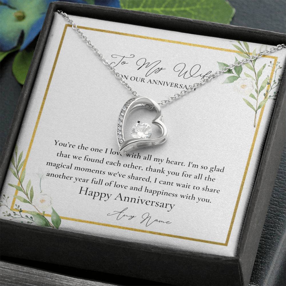 Personalized Anniversary heart necklace for Wife