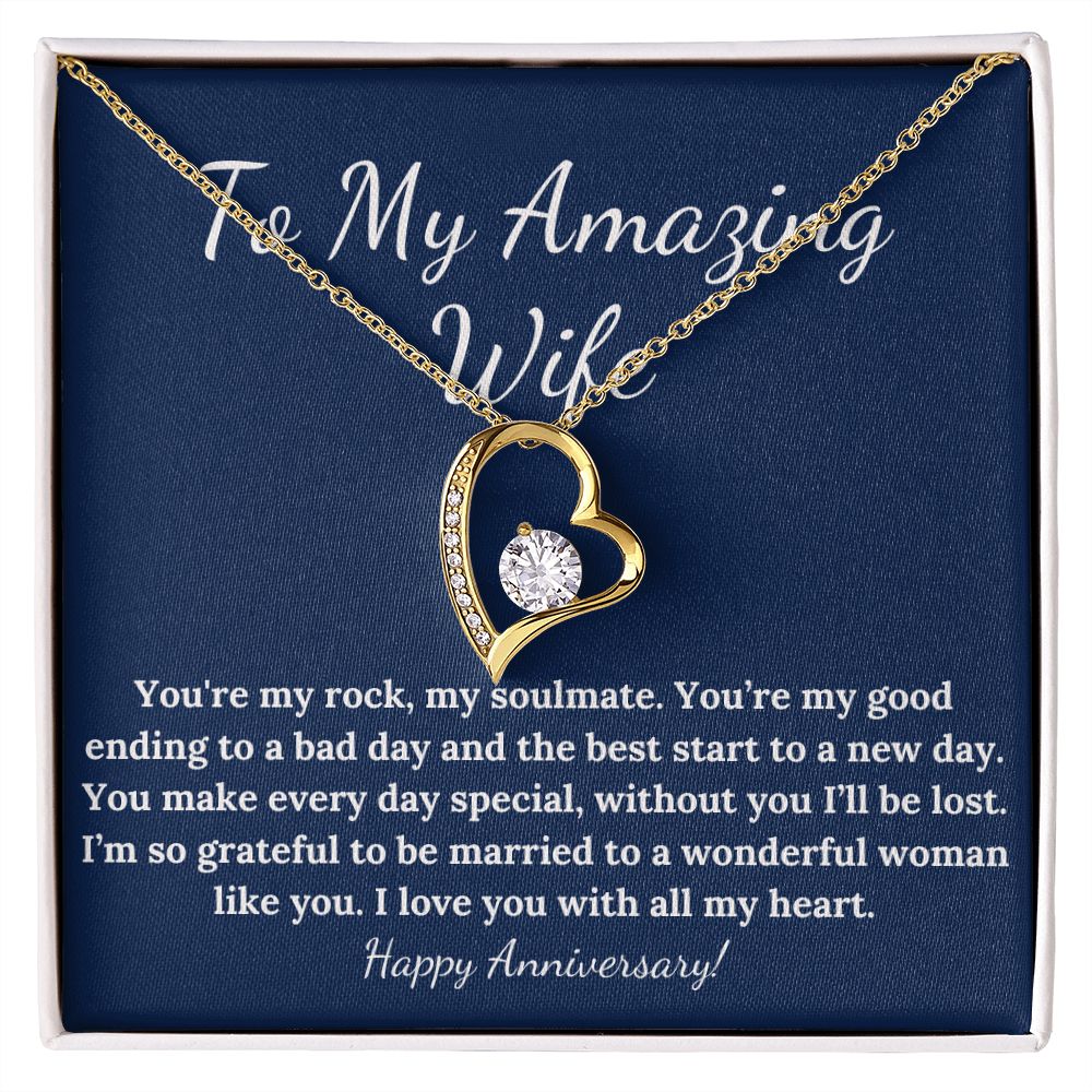 Forever Loving Happy Anniversary necklace gift for wife