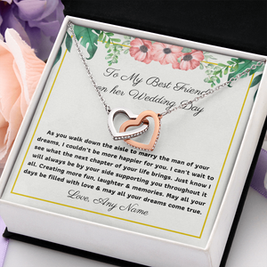 To my best friend on her wedding day interlocking heart necklace