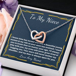 Niece birthday, moving away interlocking heart necklace gift