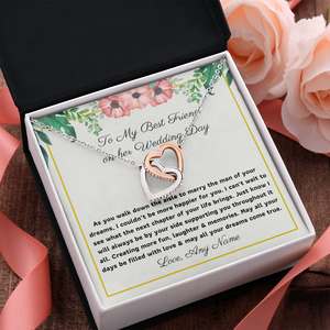 To my best friend on her wedding day interlocking heart necklace