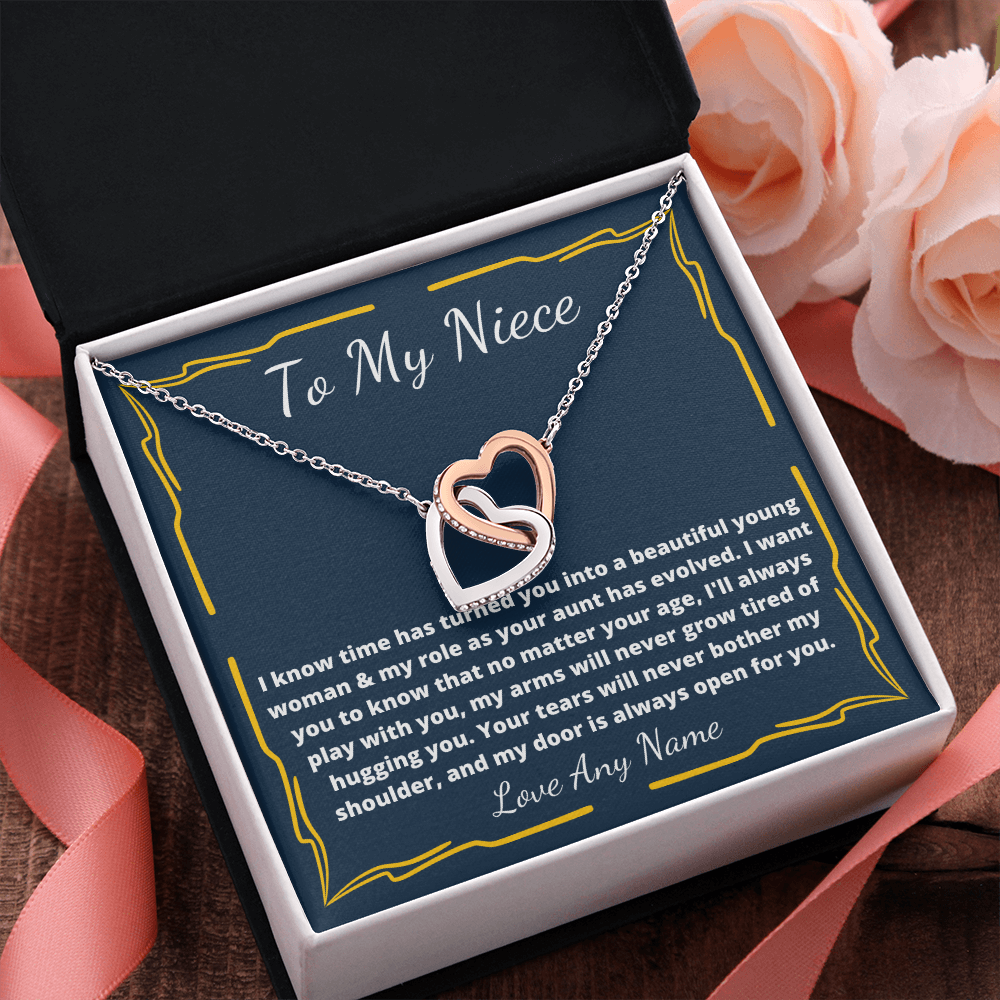 Niece birthday, moving away interlocking heart necklace gift