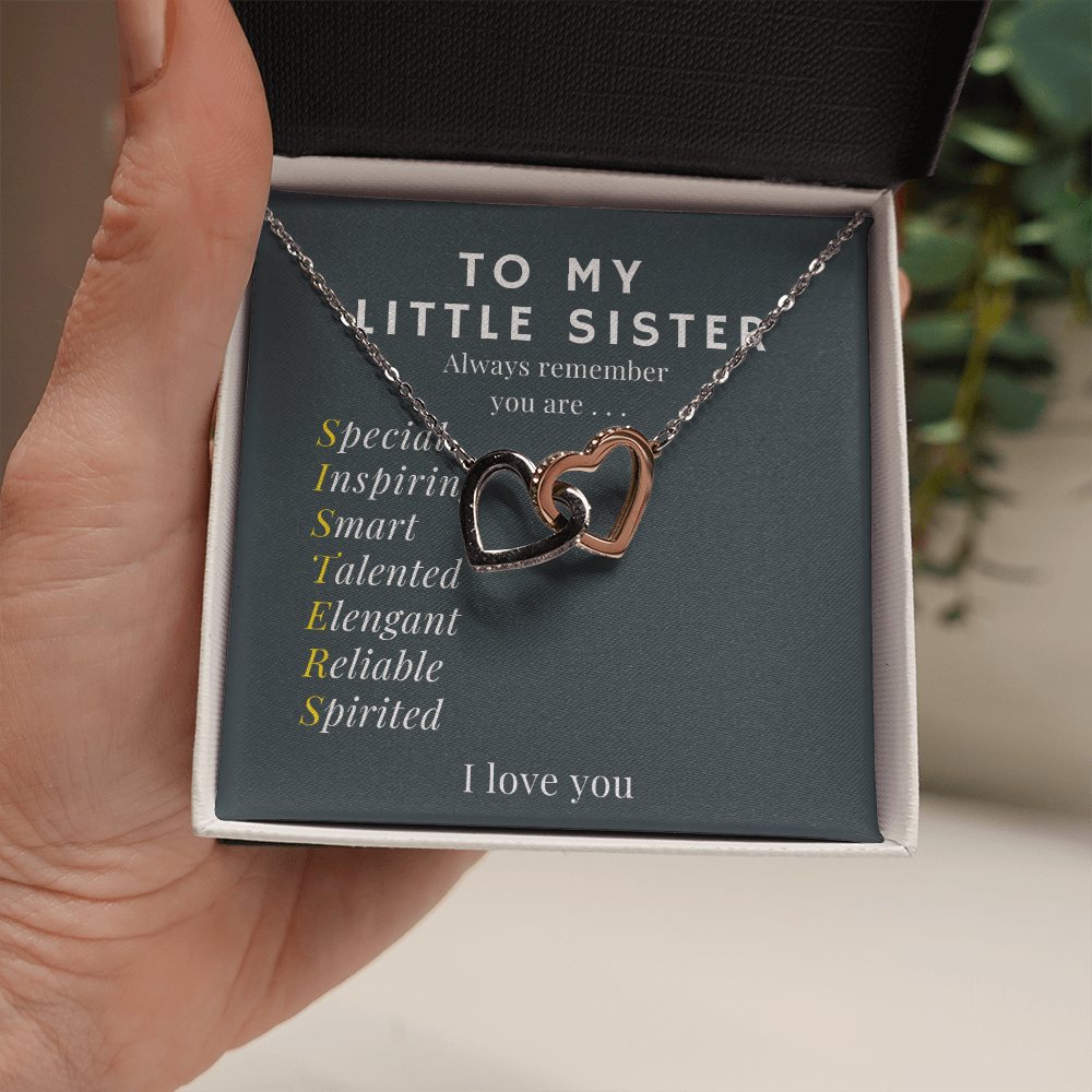 Little Sister Motivational heart necklace