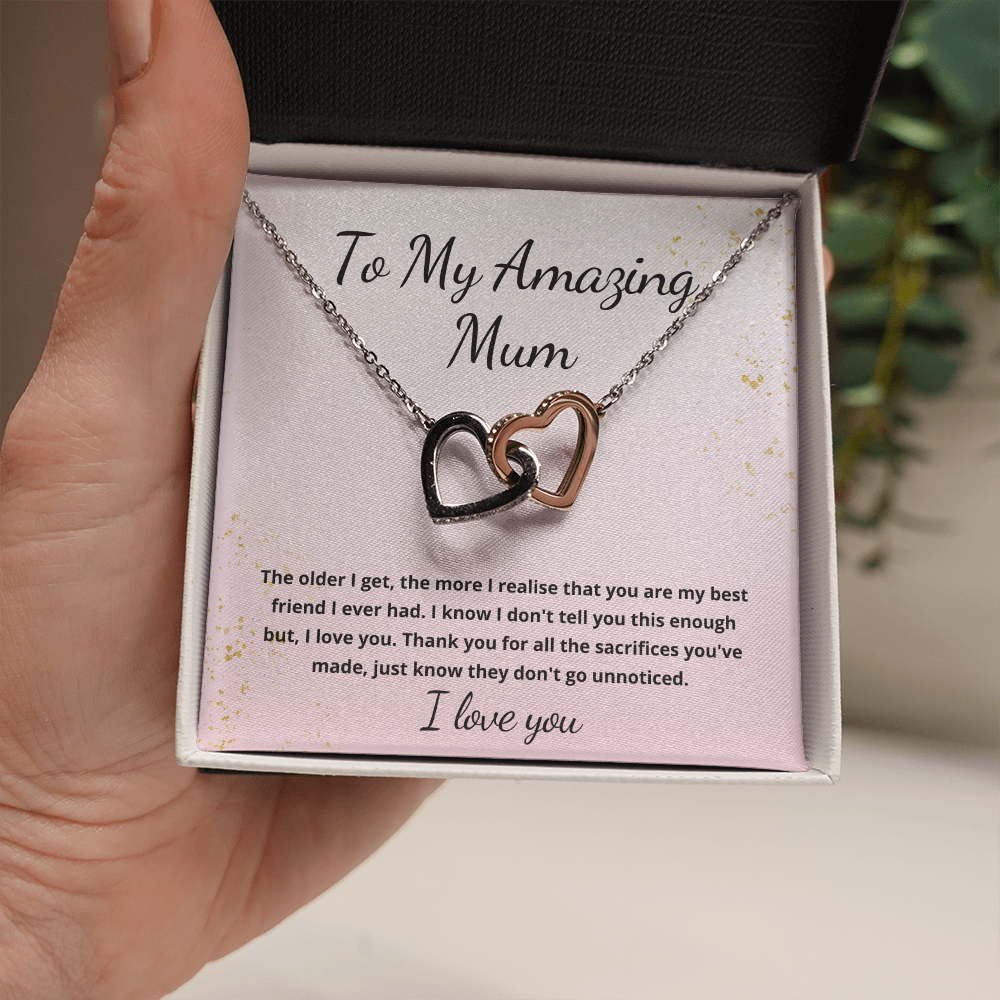 To My Amazing Mum Mother's day heart necklace