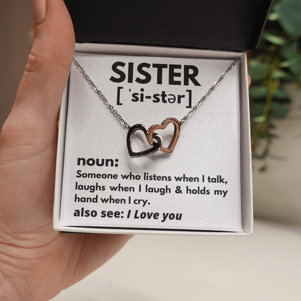 Sister noun quote heart necklace gift