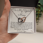 To My Special Mom interlocking heart necklace