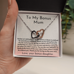 You are the heart of this family - To My Bonus Mum interlocking heart necklace