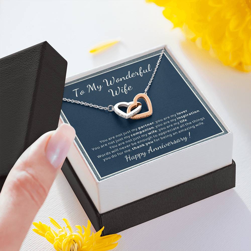 Happy Anniversary heart necklace gift for Wife