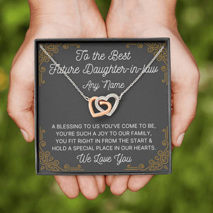 Personalized Future Daughter in Law Interlocking Hearts Necklace
