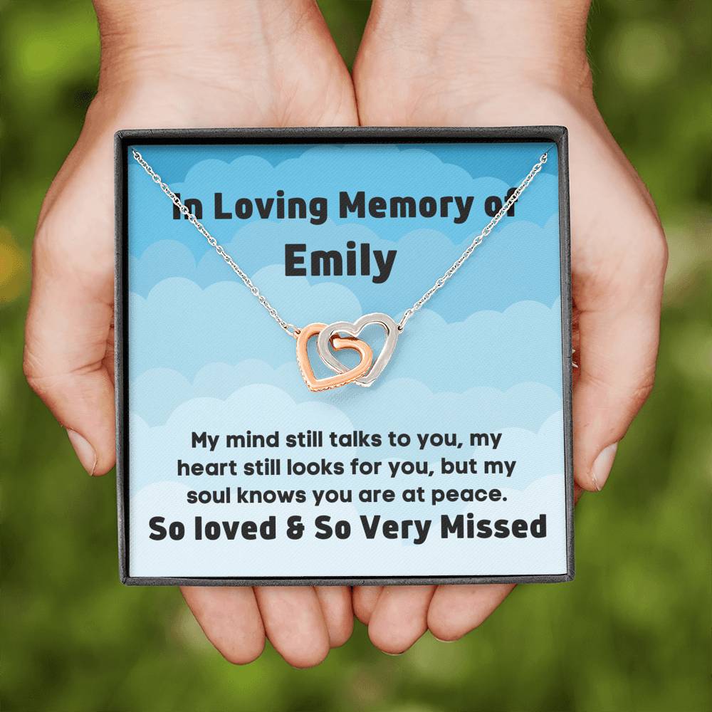 Personalized In Loving Memory of Sympathy Grief Two Heart Necklace