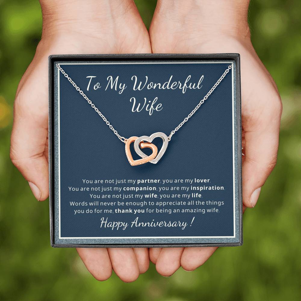 Happy Anniversary heart necklace gift for Wife