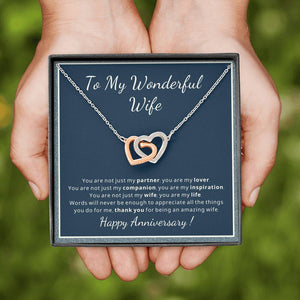 Happy Anniversary heart necklace gift for Wife