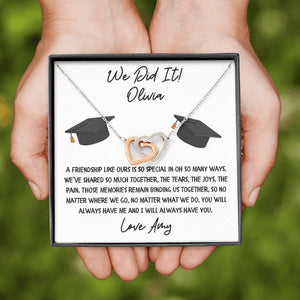 Personalised Graduation Friendship We Did it Heart Necklace