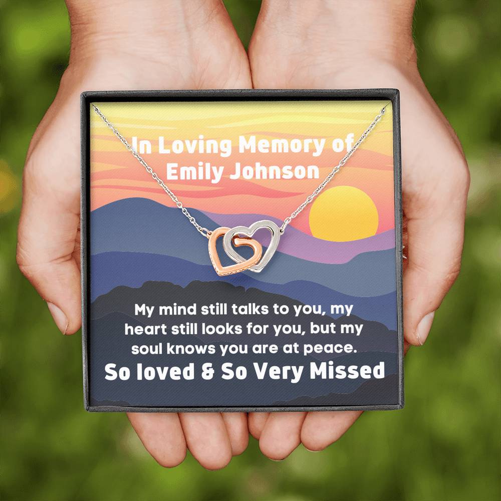 Personalised In loving Memory of, Sympathy Two Heart Necklace