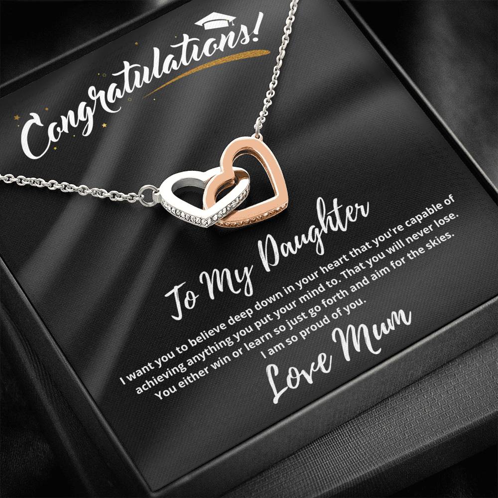 Graduation Heart Shaped necklace From Mother to Daughter