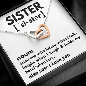 Sister noun quote heart necklace gift