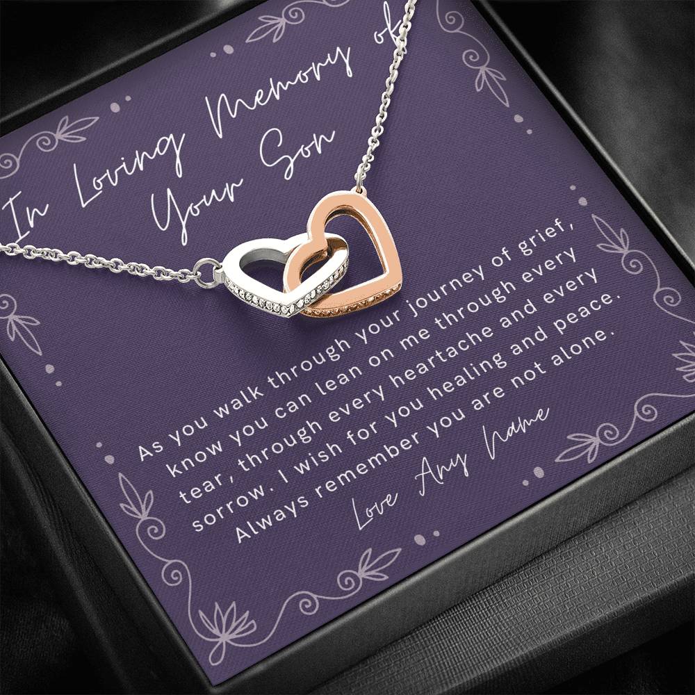 In loving Memory of your Son interlocking heart necklace