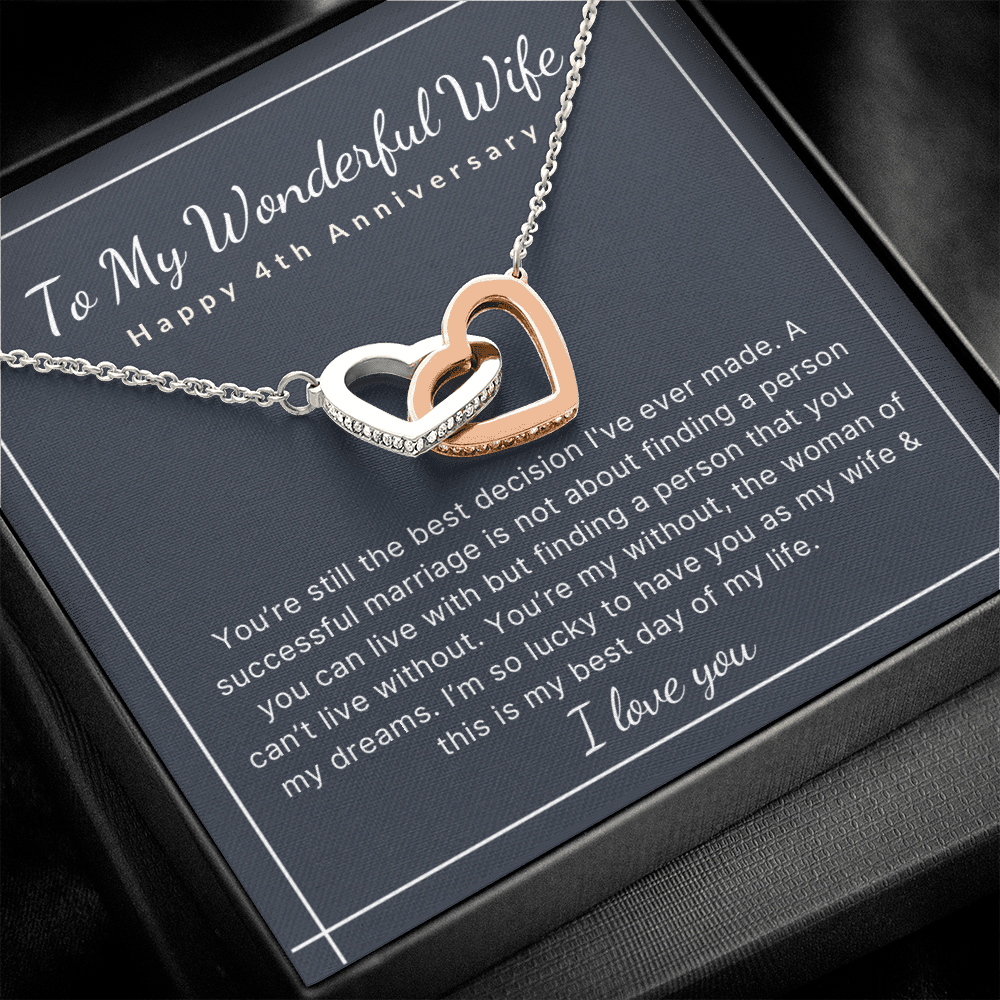 4th Year wedding anniversary heart necklace