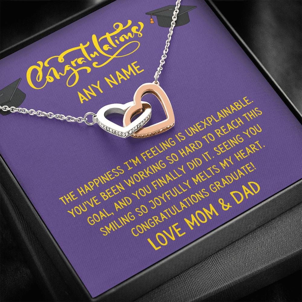 Personalised Daughter Graduation two hearts necklace