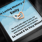 Personalized In Loving Memory of Sympathy Grief Two Heart Necklace