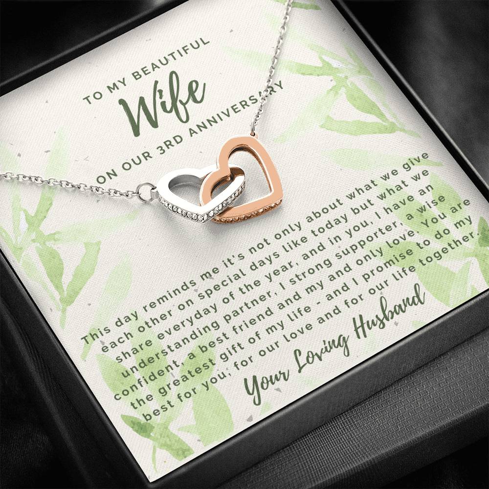 3rd Anniversary interlocking hearts