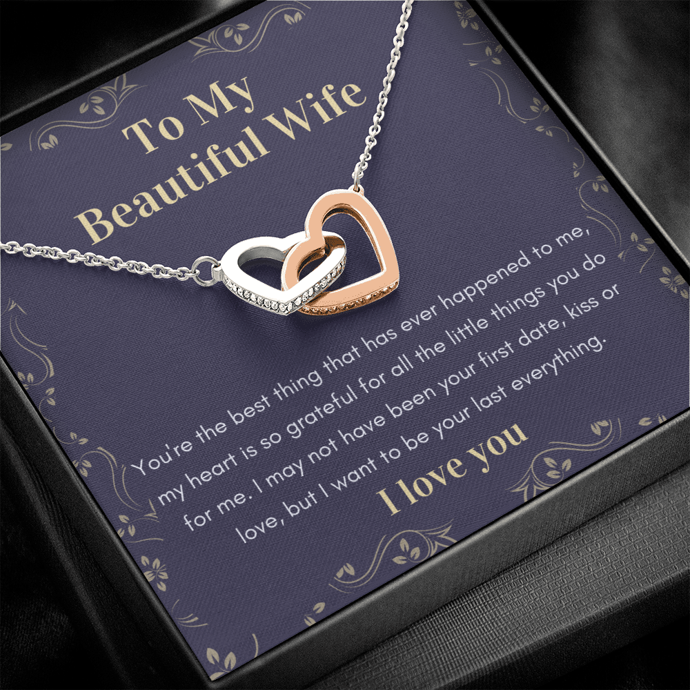 To My Beautiful Wife Christmas birthday Anniversary heart necklace gift