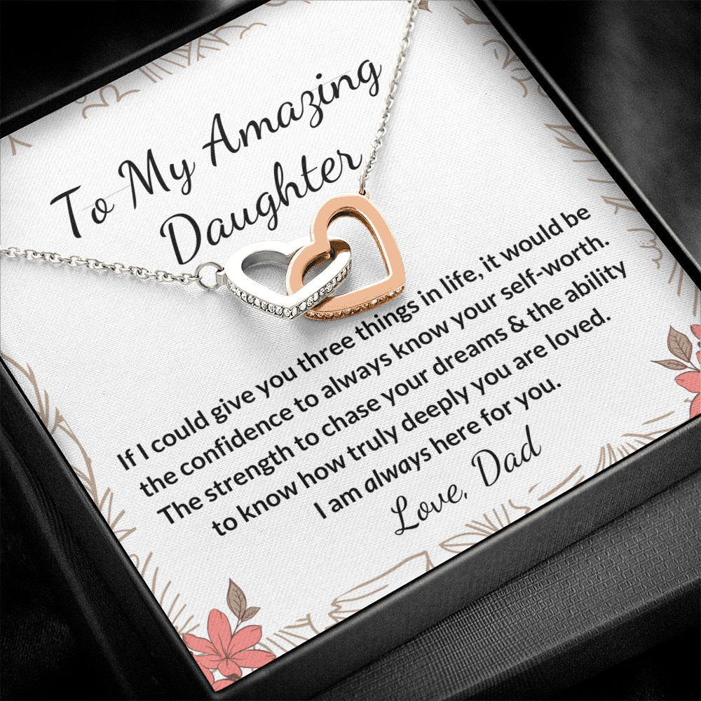 Daughter Dad heart necklace Christmas Birthday gift