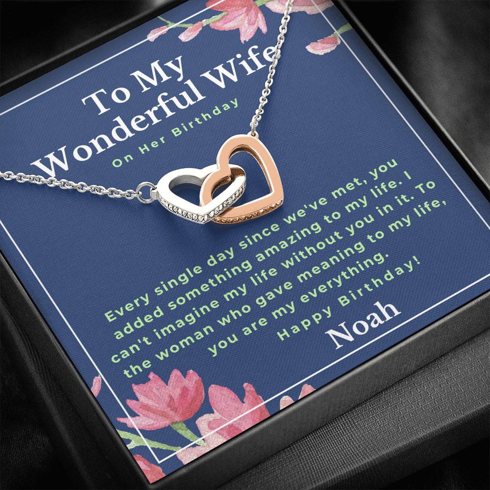 Wonderful wife on her birthday interlocking necklace