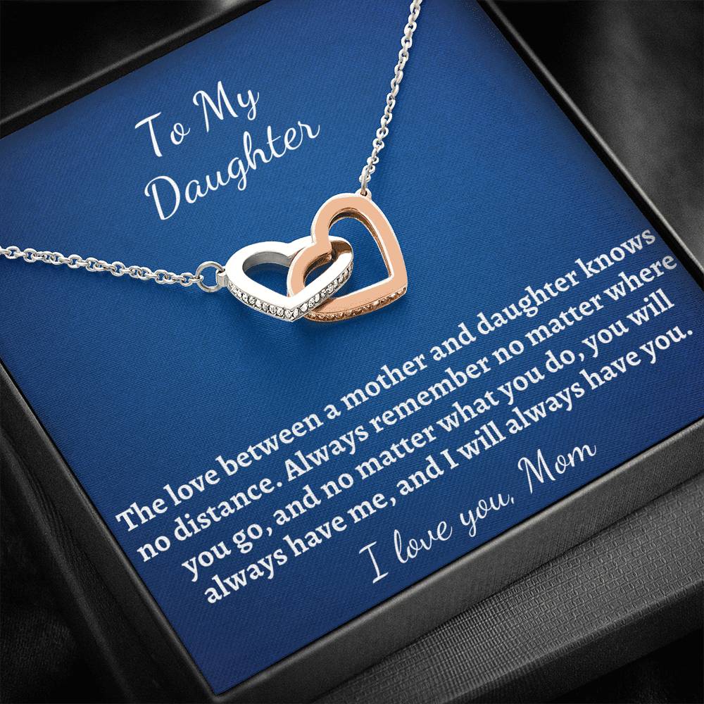 Daughter mother interlocking heart necklace