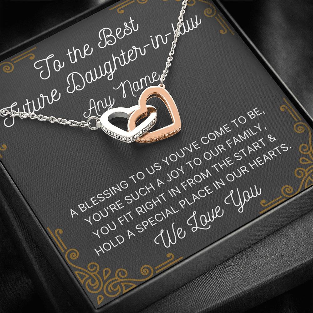 Personalized Future Daughter in Law Interlocking Hearts Necklace