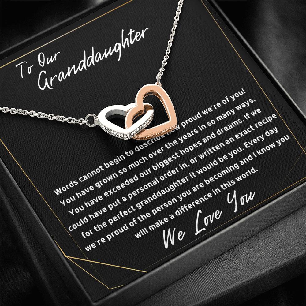 Graduation Two Heart Necklace for Granddaughter gift